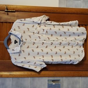 Torrid Cream Button Down Shirt with Dog Pattern